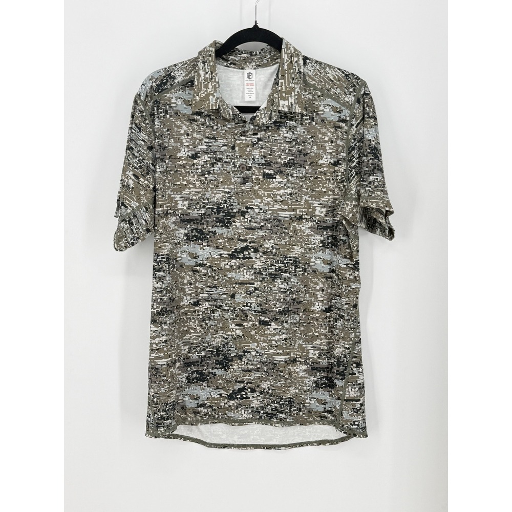 Born Primitive Mens Digital Camo Polo Shirt Green Tan Black M Short Sleeve NWOT